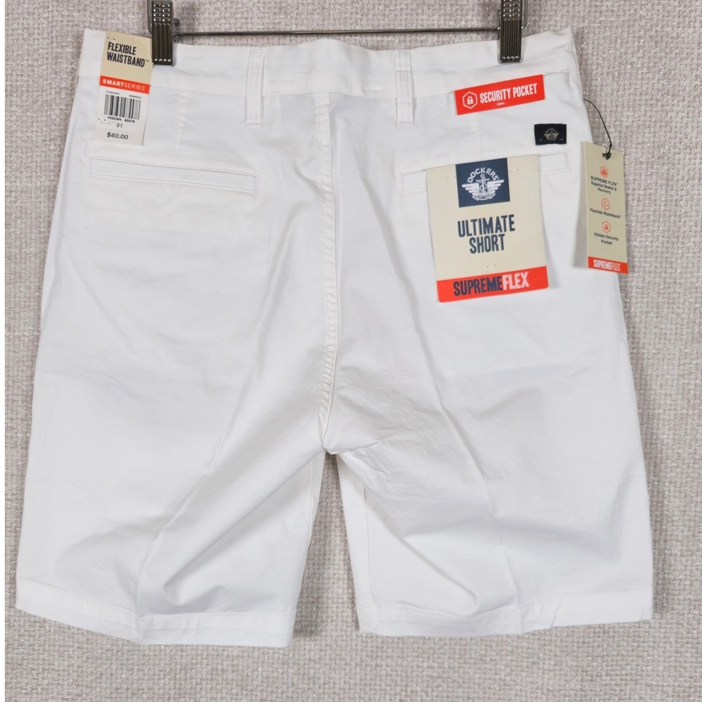 Dockers Mens 31 White Ultimate Short Supreme Flex Flexible Waist‎ NWT